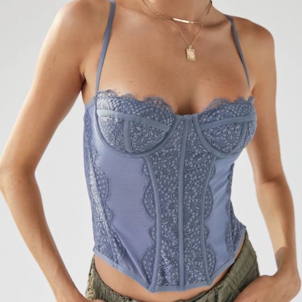 New With Tags Urban Outfitters Out From Under Corset Top Slate Blue